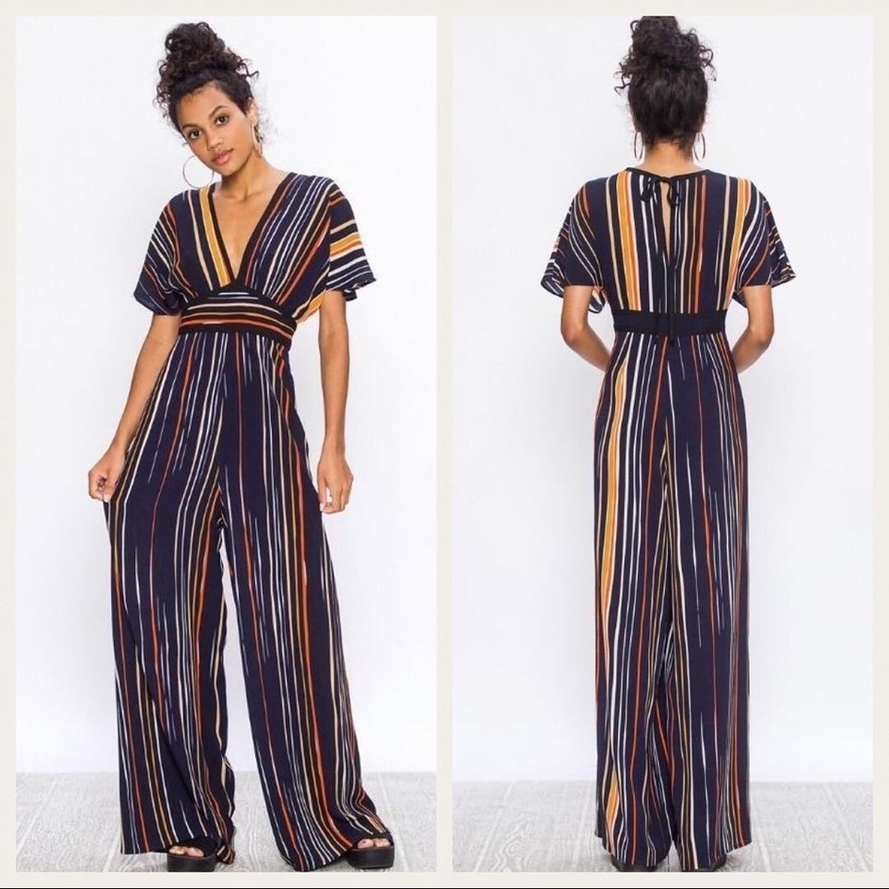 Navy stripe jumpsuit